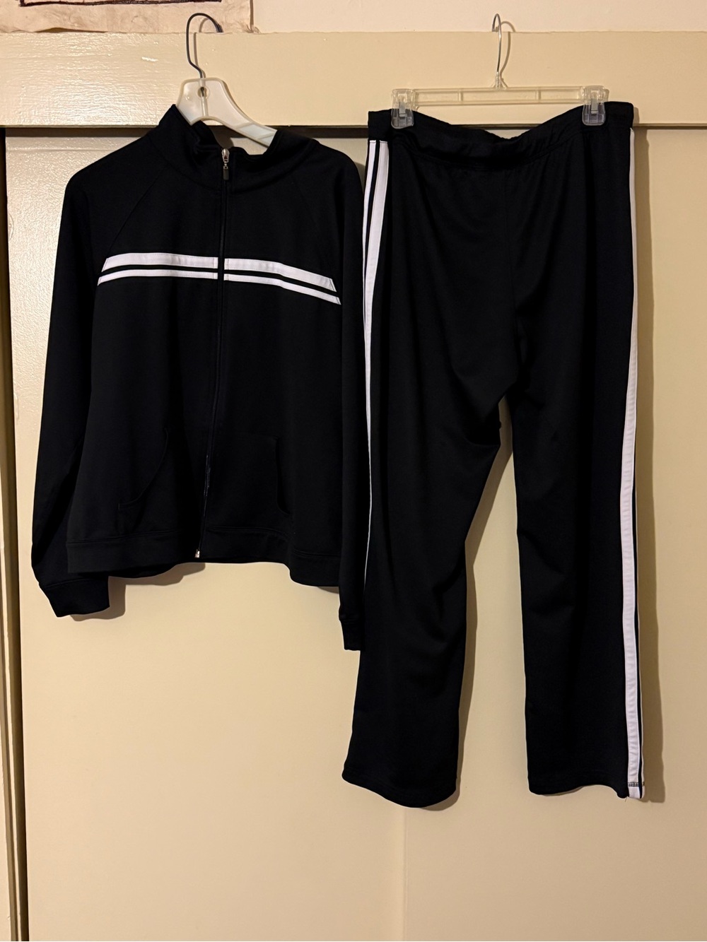 Bold Spirit Black Track Jacket and Pants Set with White Stripes